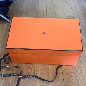 Hermes Orange Box with Black Ribbon